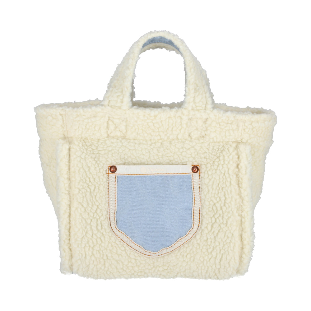 SMALL TWO WAY DENIM TOTE 小型兩用托特包 - 水洗丹寧/羊羔絨