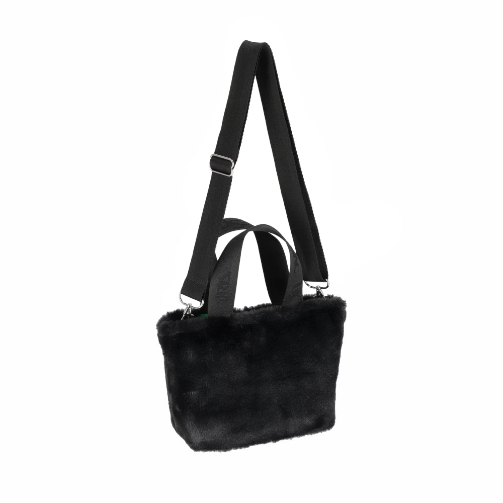 FUR E/W TOTE 毛絨斜背托特兩用包 - 經典黑