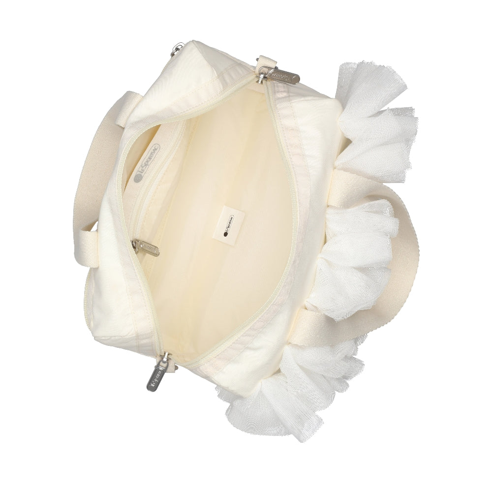 RUFFLE EVERYDAY SM SATCHEL 日常手提兩用包 - 白蕾絲荷葉滾邊