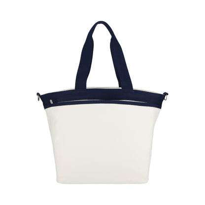 LG BUCKET TOTE 大型手提斜背兩用方形包 - 糖霜白/海軍藍撞色