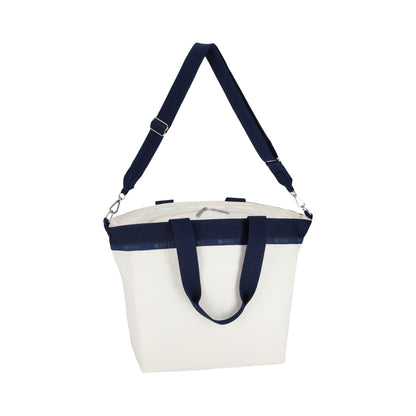 LG BUCKET TOTE 大型手提斜背兩用方形包 - 糖霜白/海軍藍撞色