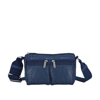E/W DOUBLE POCKET BAG 雙口袋肩背包 - 海軍藍壓紋