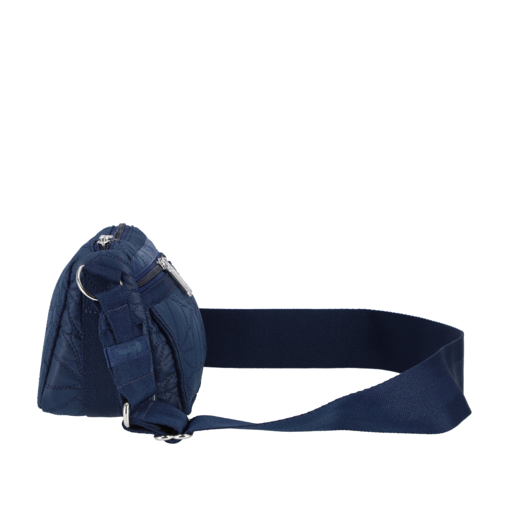 E/W DOUBLE POCKET BAG 雙口袋肩背包 - 海軍藍壓紋