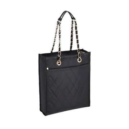 CHAIN N/S TOTE 鍊帶菱格托特包 - 午夜絎縫鍊飾