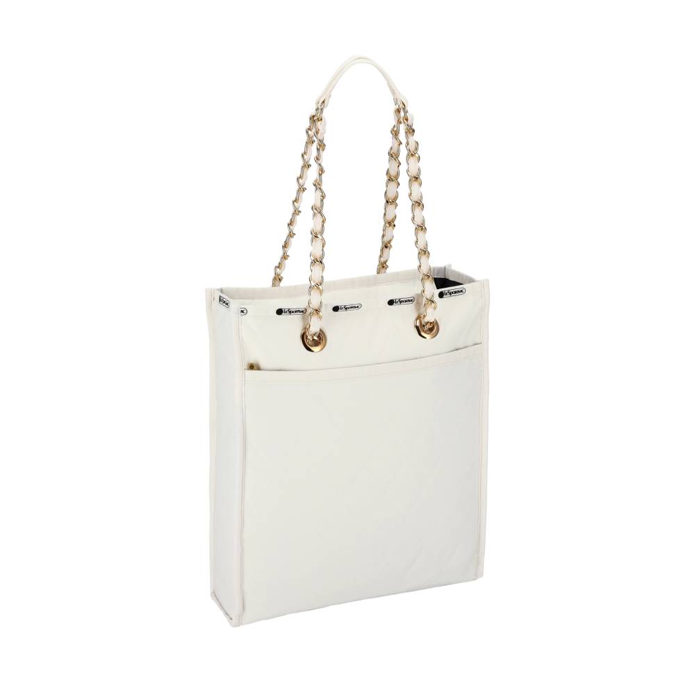 CHAIN N/S TOTE 鍊帶菱格托特包 - 月光絎縫鍊飾