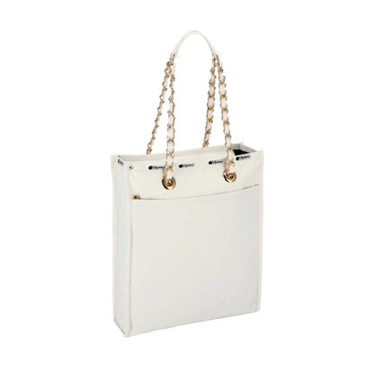 CHAIN N/S TOTE 鍊帶菱格托特包 - 月光絎縫鍊飾
