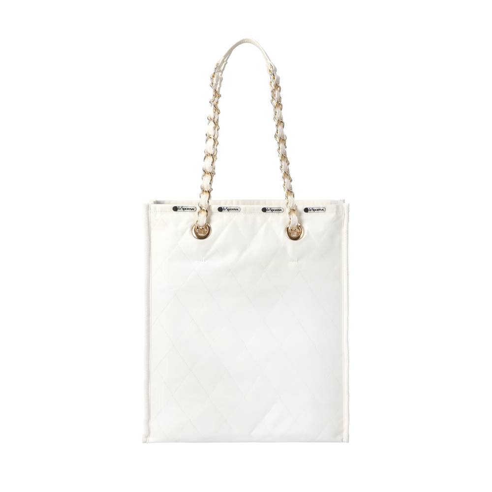 CHAIN N/S TOTE 鍊帶菱格托特包 - 月光絎縫鍊飾