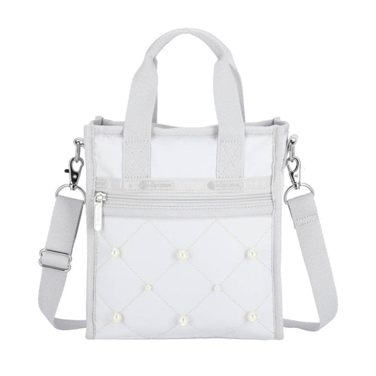 MINI N/S TOTE W PEARLS 迷你斜背手提兩用包 - 霧灰珍珠