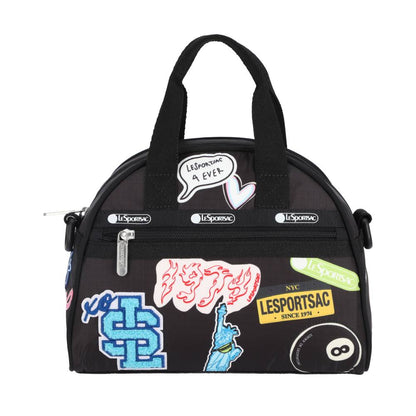 PW ROUND SM SATCHEL 小型半圓兩用包 - 魅力黑拼布貼紙