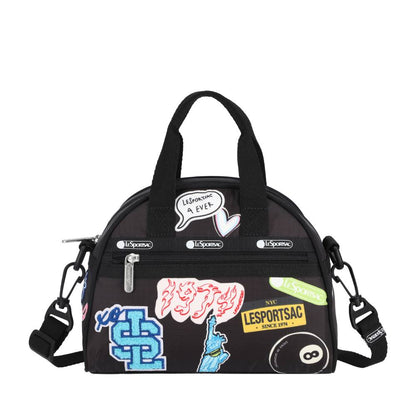 PW ROUND SM SATCHEL 小型半圓兩用包 - 魅力黑拼布貼紙