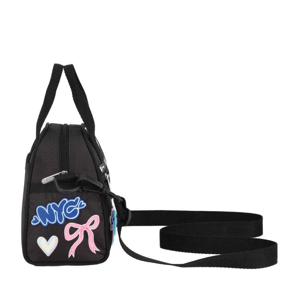 PW ROUND SM SATCHEL 小型半圓兩用包 - 魅力黑拼布貼紙