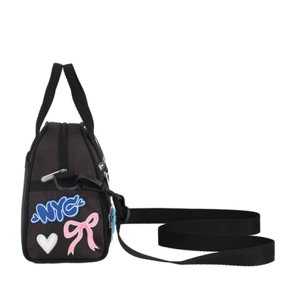 PW ROUND SM SATCHEL 小型半圓兩用包 - 魅力黑拼布貼紙