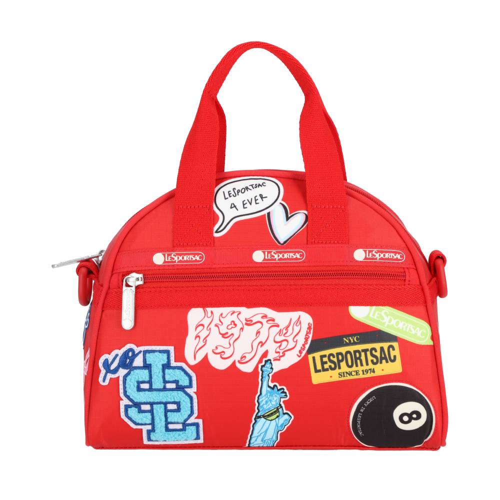 PW ROUND SM SATCHEL 小型半圓兩用包 - 火焰紅拼布貼紙