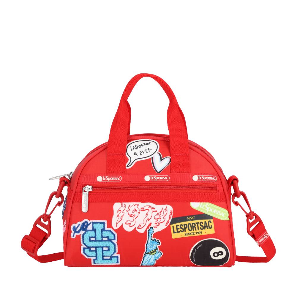 PW ROUND SM SATCHEL 小型半圓兩用包 - 火焰紅拼布貼紙