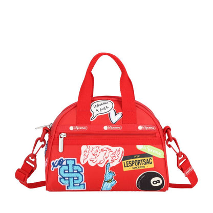 PW ROUND SM SATCHEL 小型半圓兩用包 - 火焰紅拼布貼紙