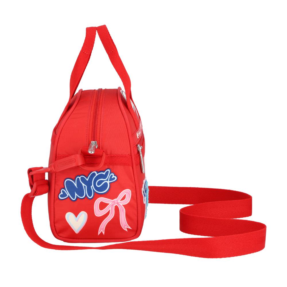 PW ROUND SM SATCHEL 小型半圓兩用包 - 火焰紅拼布貼紙