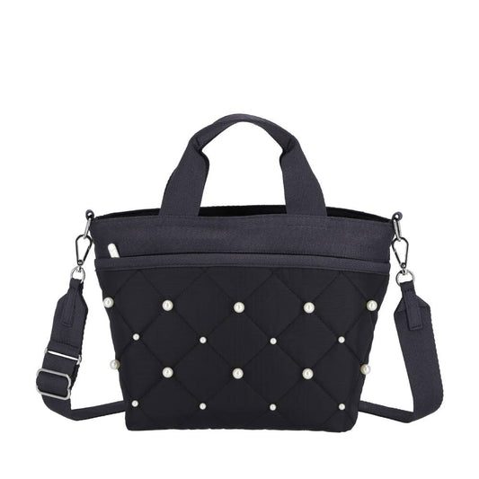 SM BUCKET TOTE W PEARLS 小型手提斜背兩用方形包 - 深海珍珠