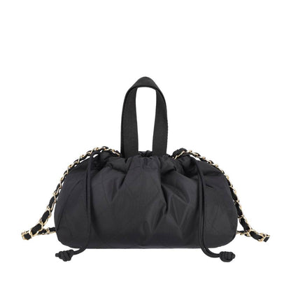 CHAIN E/W DRAWSTRING BAG 鍊帶抽繩兩用包 - 午夜絎縫鍊飾
