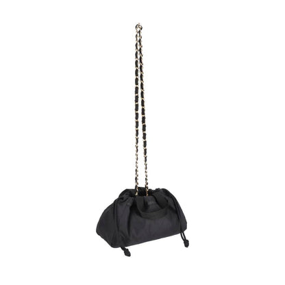 CHAIN E/W DRAWSTRING BAG 鍊帶抽繩兩用包 - 午夜絎縫鍊飾