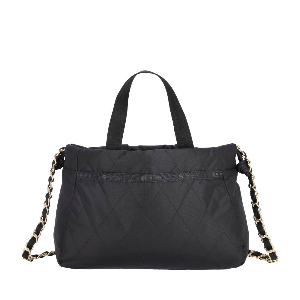 CHAIN E/W DRAWSTRING BAG 鍊帶抽繩兩用包 - 午夜絎縫鍊飾