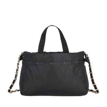 CHAIN E/W DRAWSTRING BAG 鍊帶抽繩兩用包 - 午夜絎縫鍊飾