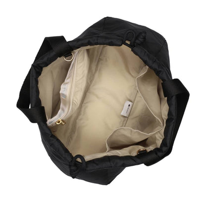 CHAIN E/W DRAWSTRING BAG 鍊帶抽繩兩用包 - 午夜絎縫鍊飾