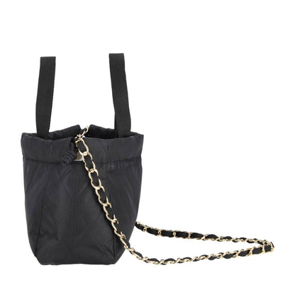 CHAIN E/W DRAWSTRING BAG 鍊帶抽繩兩用包 - 午夜絎縫鍊飾