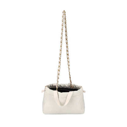 CHAIN E/W DRAWSTRING BAG 鍊帶抽繩兩用包 - 月光絎縫鍊飾