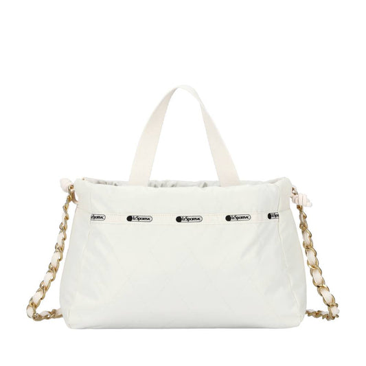 CHAIN E/W DRAWSTRING BAG 鍊帶抽繩兩用包 - 月光絎縫鍊飾