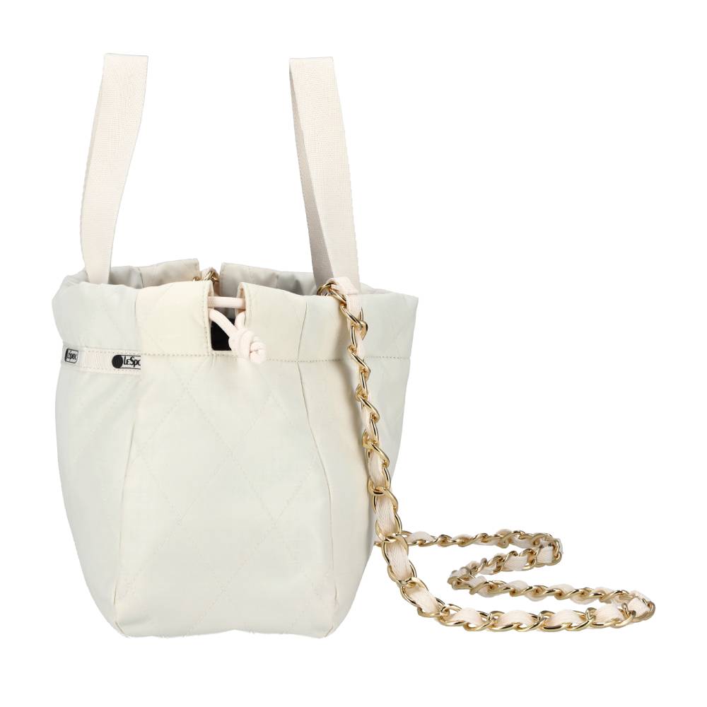 CHAIN E/W DRAWSTRING BAG 鍊帶抽繩兩用包 - 月光絎縫鍊飾