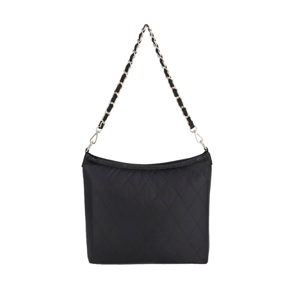 CHAIN MEDIUM ZIP SHOULDER 鏈帶肩背手提兩用包 - 午夜絎縫鍊飾