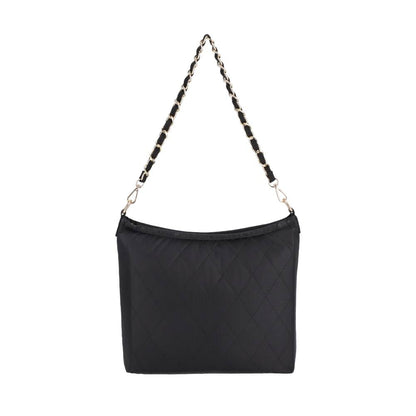 CHAIN MEDIUM ZIP SHOULDER 鏈帶肩背手提兩用包 - 午夜絎縫鍊飾