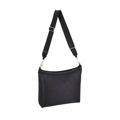 CHAIN MEDIUM ZIP SHOULDER 鏈帶肩背手提兩用包 - 午夜絎縫鍊飾