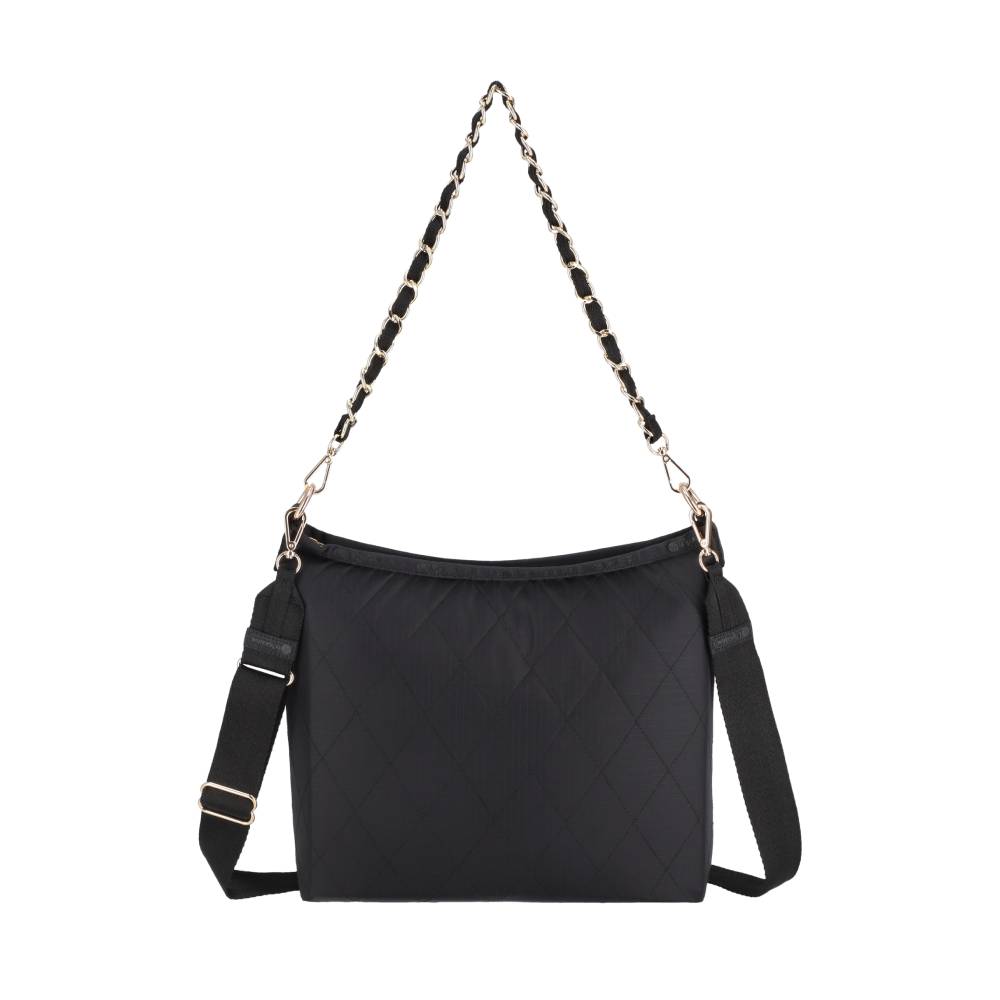 CHAIN MEDIUM ZIP SHOULDER 鏈帶肩背手提兩用包 - 午夜絎縫鍊飾