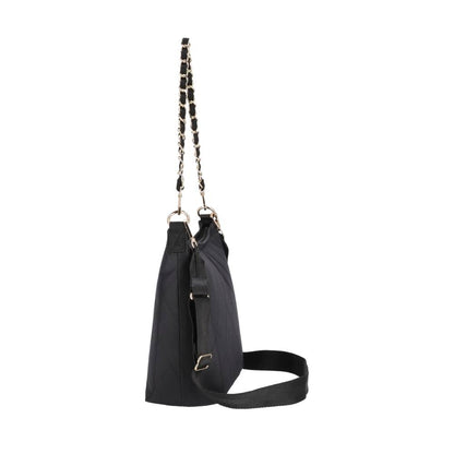 CHAIN MEDIUM ZIP SHOULDER 鏈帶肩背手提兩用包 - 午夜絎縫鍊飾