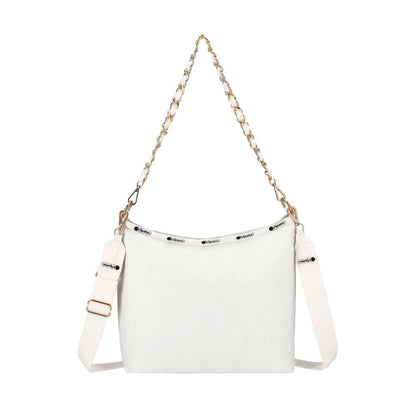 CHAIN MEDIUM ZIP SHOULDER 鏈帶肩背手提兩用包 - 月光絎縫鍊飾