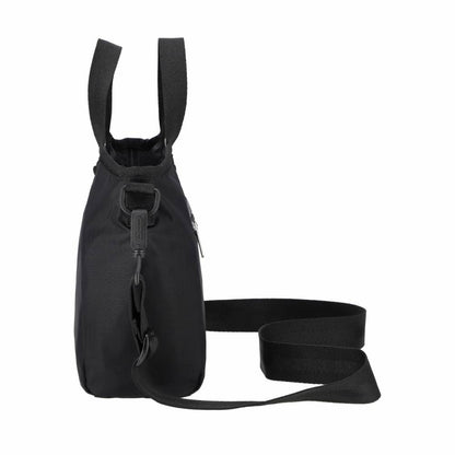 SM DOUBLE TOP HANDLE HOBO 雙提把小型斜背包 - 永恆黑