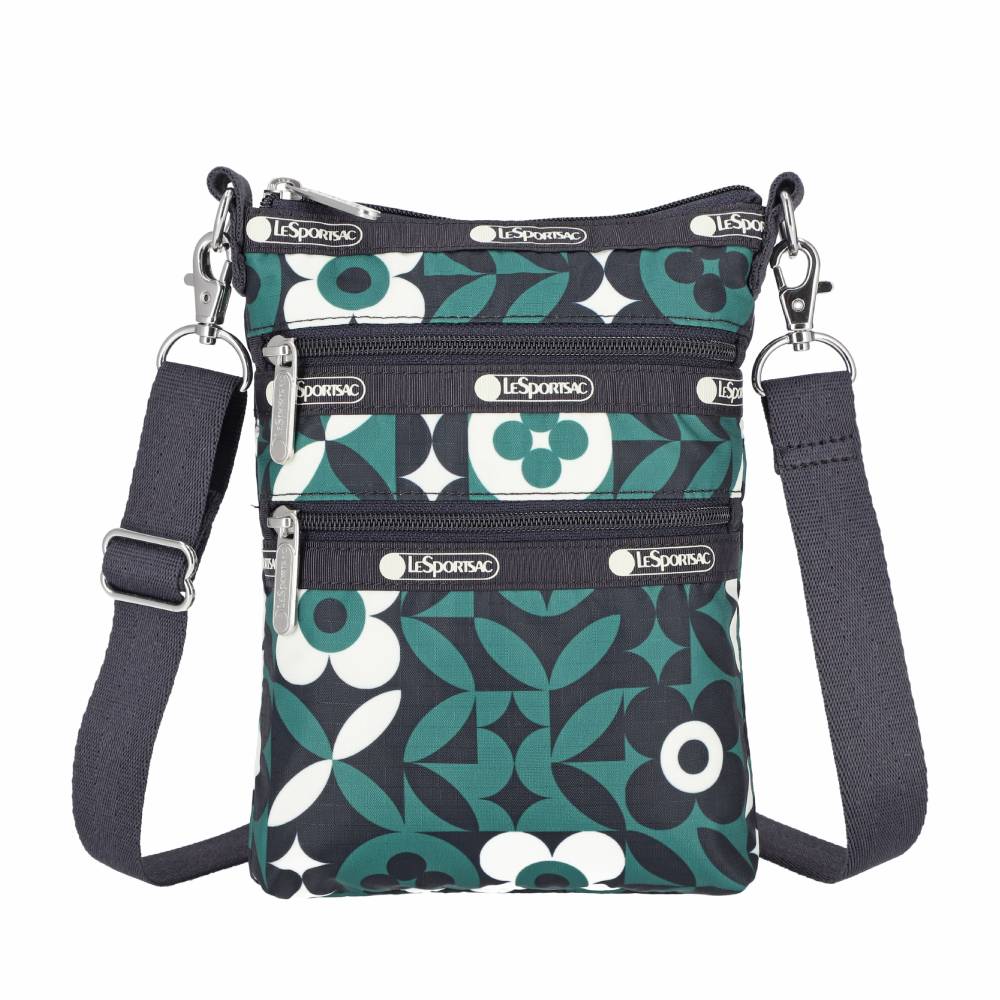 3 ZIP CROSSBODY 三層拉鍊斜背包 - 植物花磚