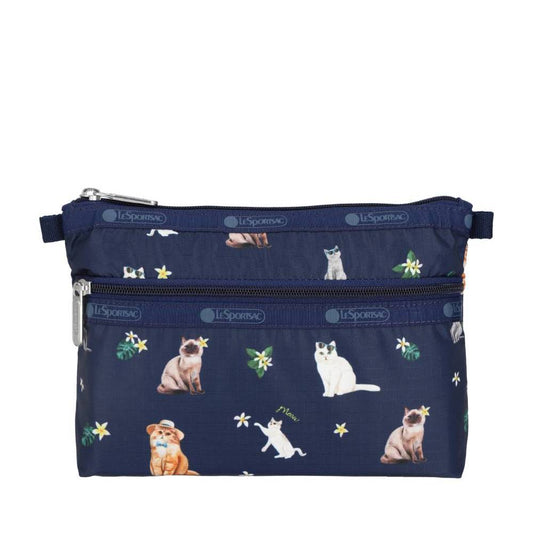 COSMETIC CLUTCH 雙層拉鍊化妝包 - 熱帶喵喵貓