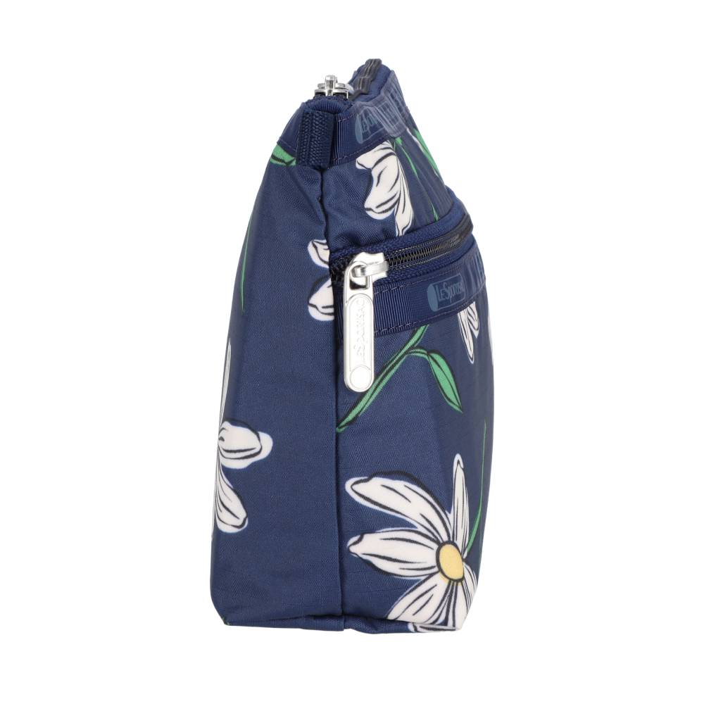 COSMETIC CLUTCH 雙層拉鍊化妝包 - 夜藍花卉