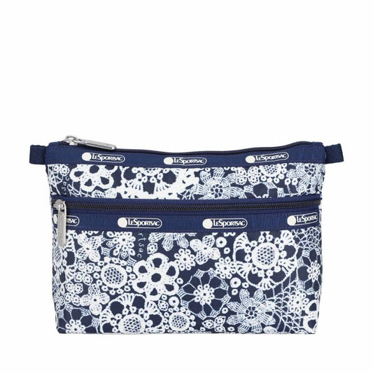 COSMETIC CLUTCH 雙層拉鍊化妝包 - 花卉蕾絲