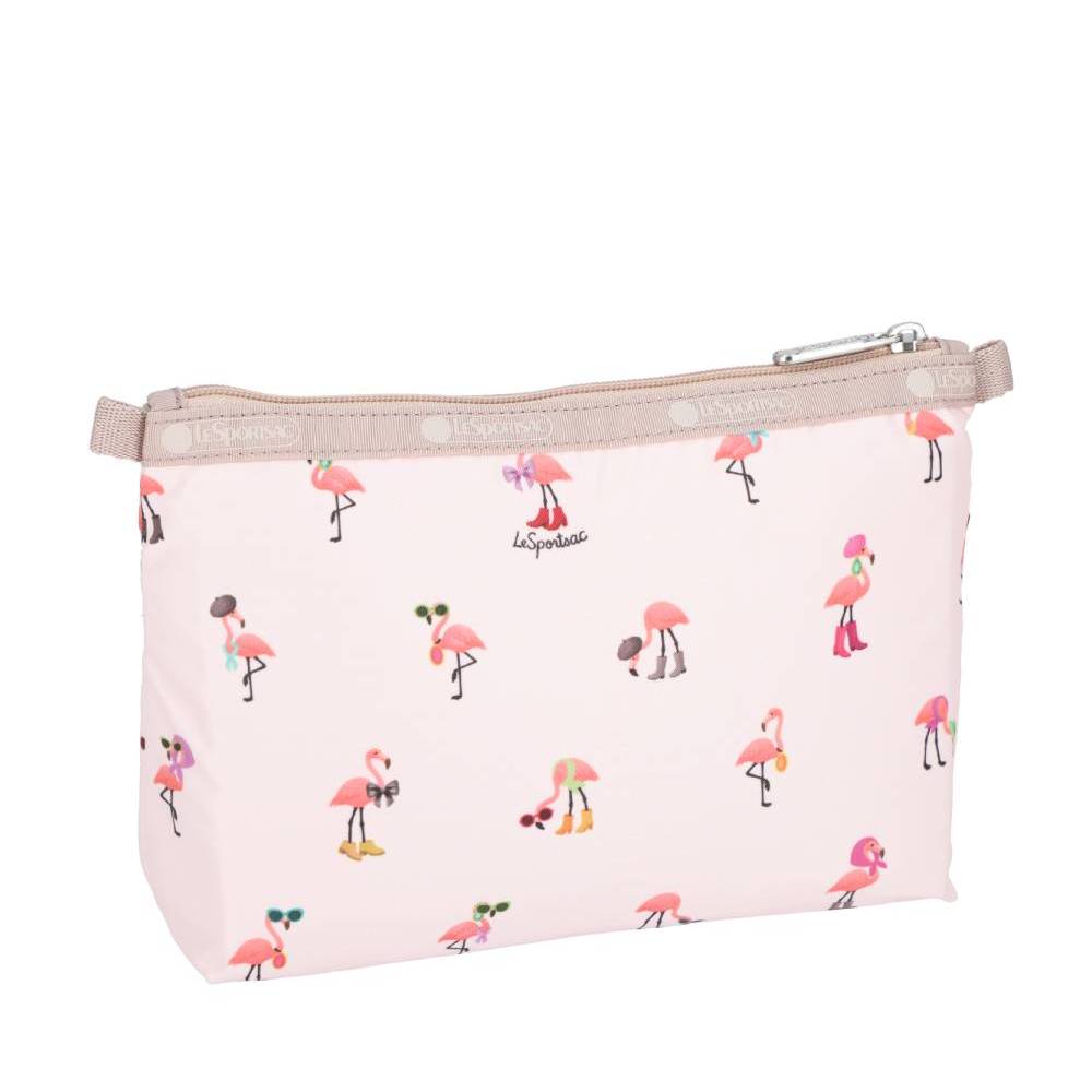 COSMETIC CLUTCH 雙層拉鍊化妝包 - 紅鶴派對