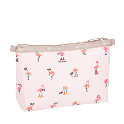 COSMETIC CLUTCH 雙層拉鍊化妝包 - 紅鶴派對