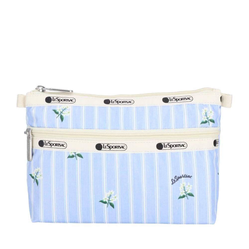 COSMETIC CLUTCH 雙層拉鍊化妝包 - 茉莉條紋