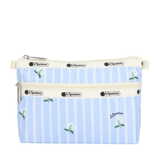 COSMETIC CLUTCH 雙層拉鍊化妝包 - 茉莉條紋