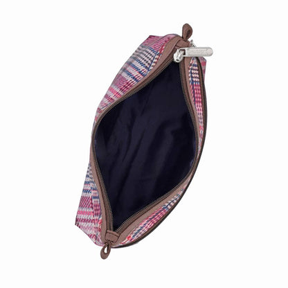 COSMETIC CLUTCH 雙層拉鍊化妝包 - 粉紅格紋