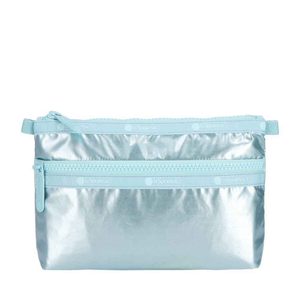 COSMETIC CLUTCH 雙層拉鍊化妝包 - 湖水藍光