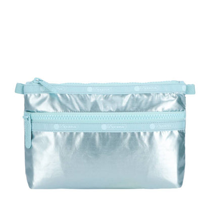 COSMETIC CLUTCH 雙層拉鍊化妝包 - 湖水藍光