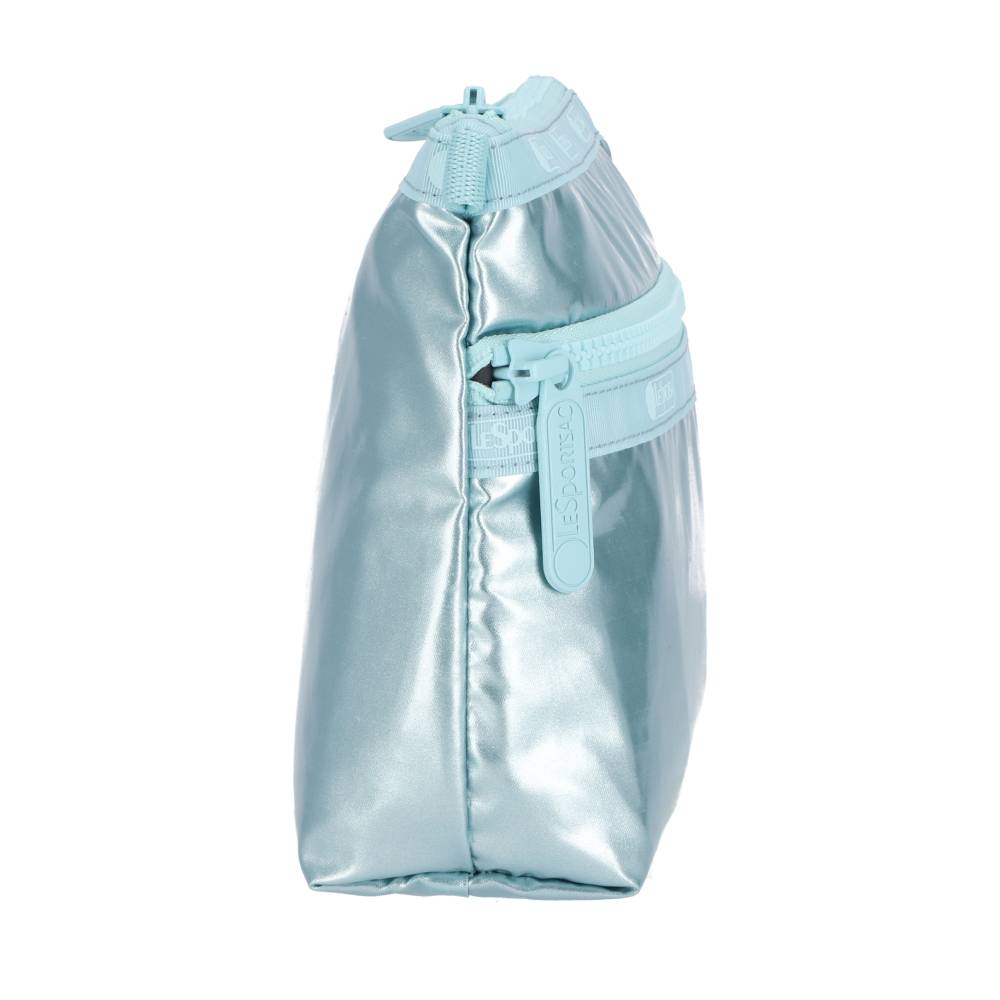 COSMETIC CLUTCH 雙層拉鍊化妝包 - 湖水藍光