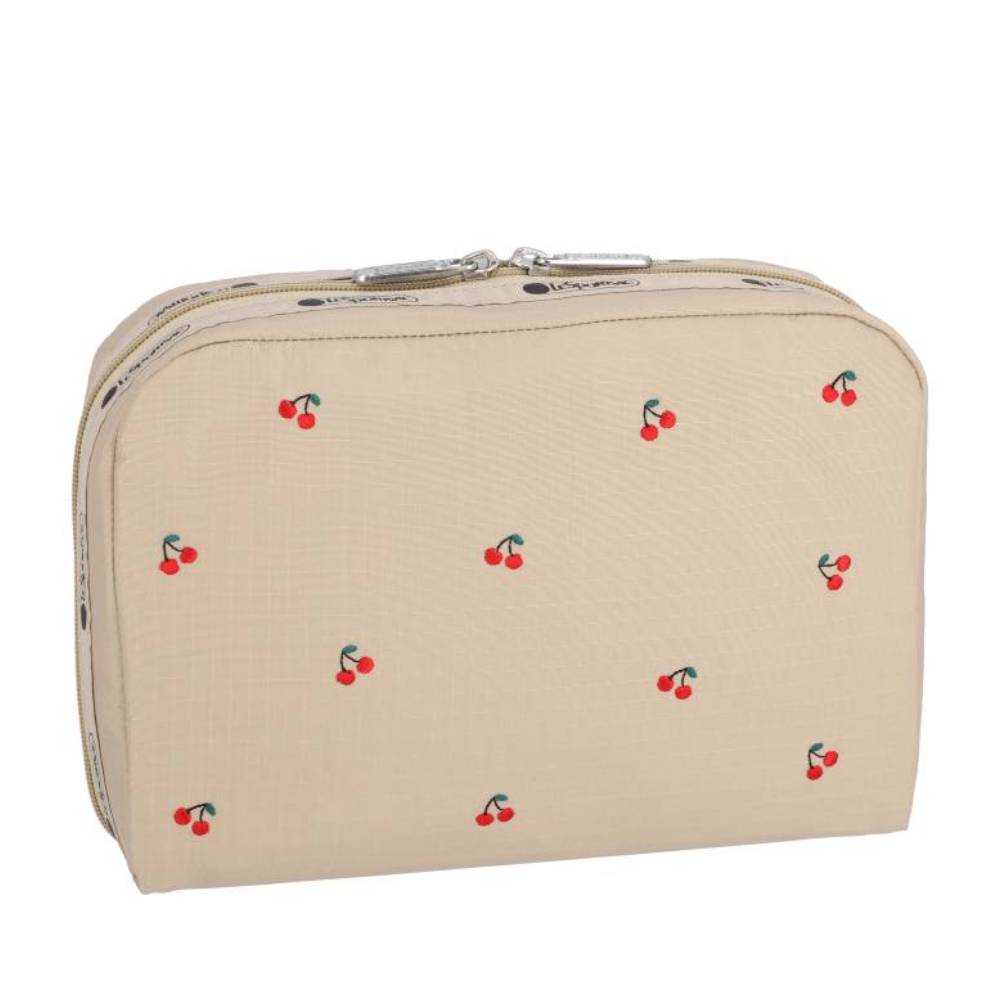 EXTRA LARGE RECTANGULAR COSMETIC 加大型化妝包 - 櫻桃刺繡